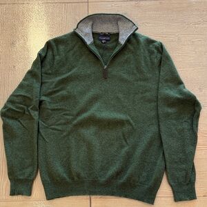 Club Room 100% Cashmere Green Quarter Zip Medium